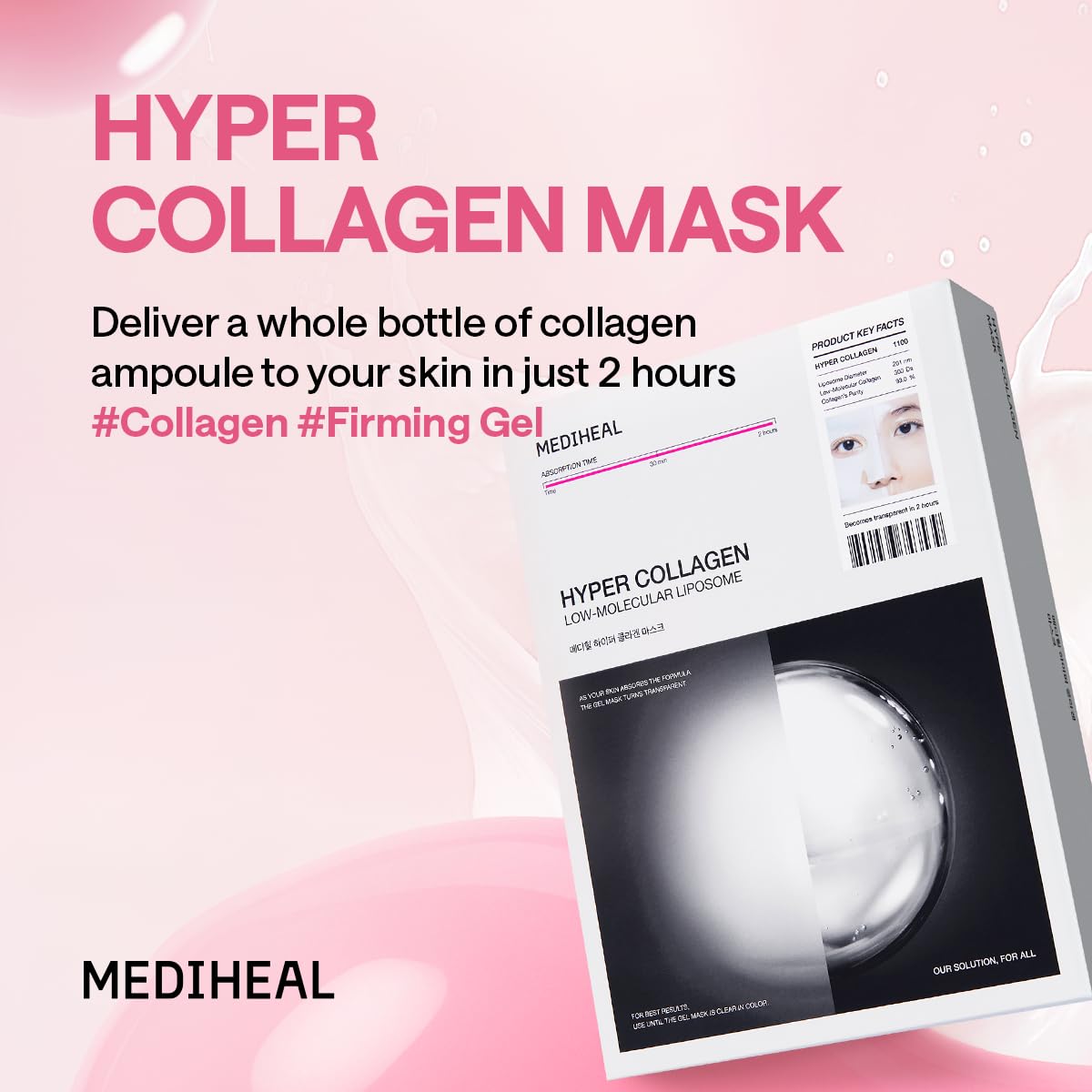 MEDIHEAL open mask with pooled collagen essence demonstrating richness