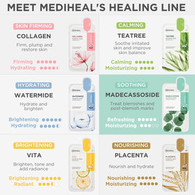 MEDIHEAL ingredient label highlighting Centella asiatica and madecassoside benefits