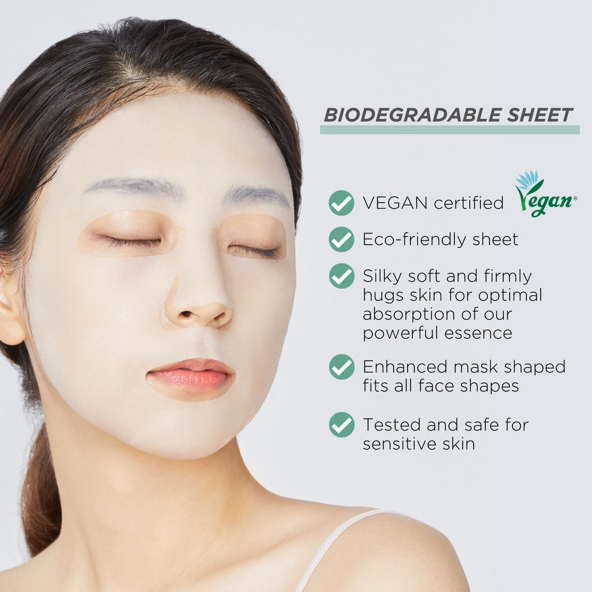 MEDIHEAL model wearing mask to illustrate fit and immediate soothing effect
