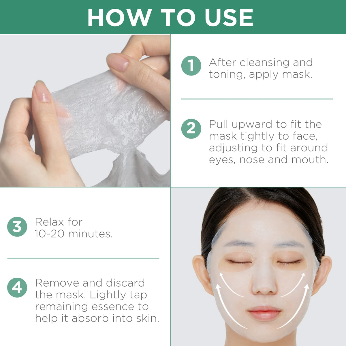 MEDIHEAL mask beside a hand for scale showing single-sheet size and convenience