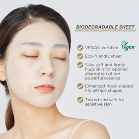 MEDIHEAL mask applied on model delivering immediate skin comfort