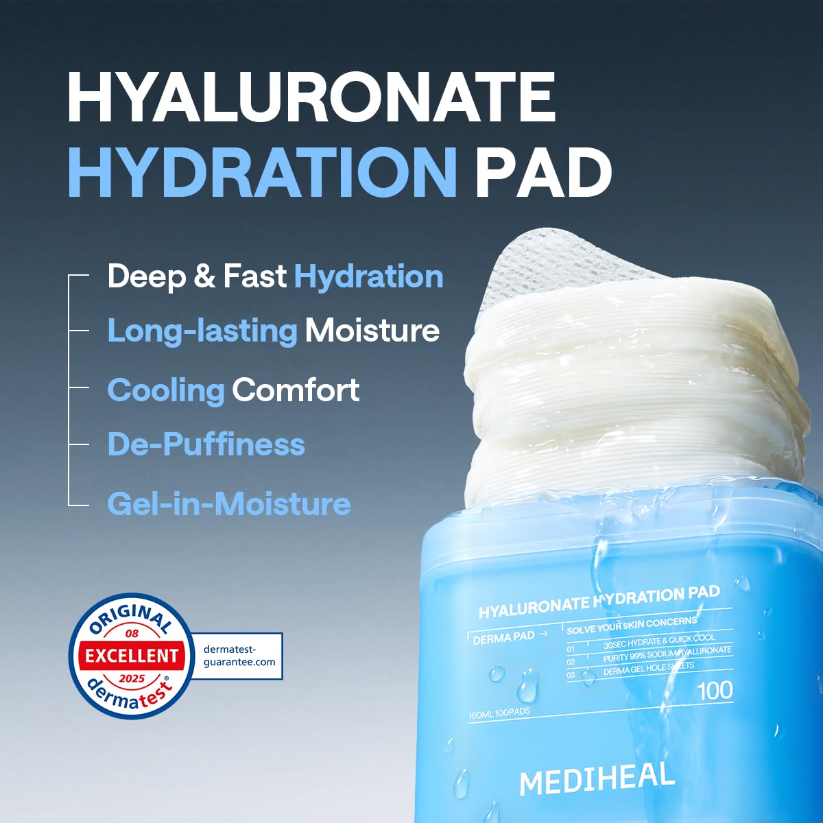 MEDIHEAL pad in hand showing size and convenient single-use scale