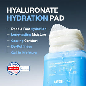 MEDIHEAL pad in hand showing size and convenient single-use scale