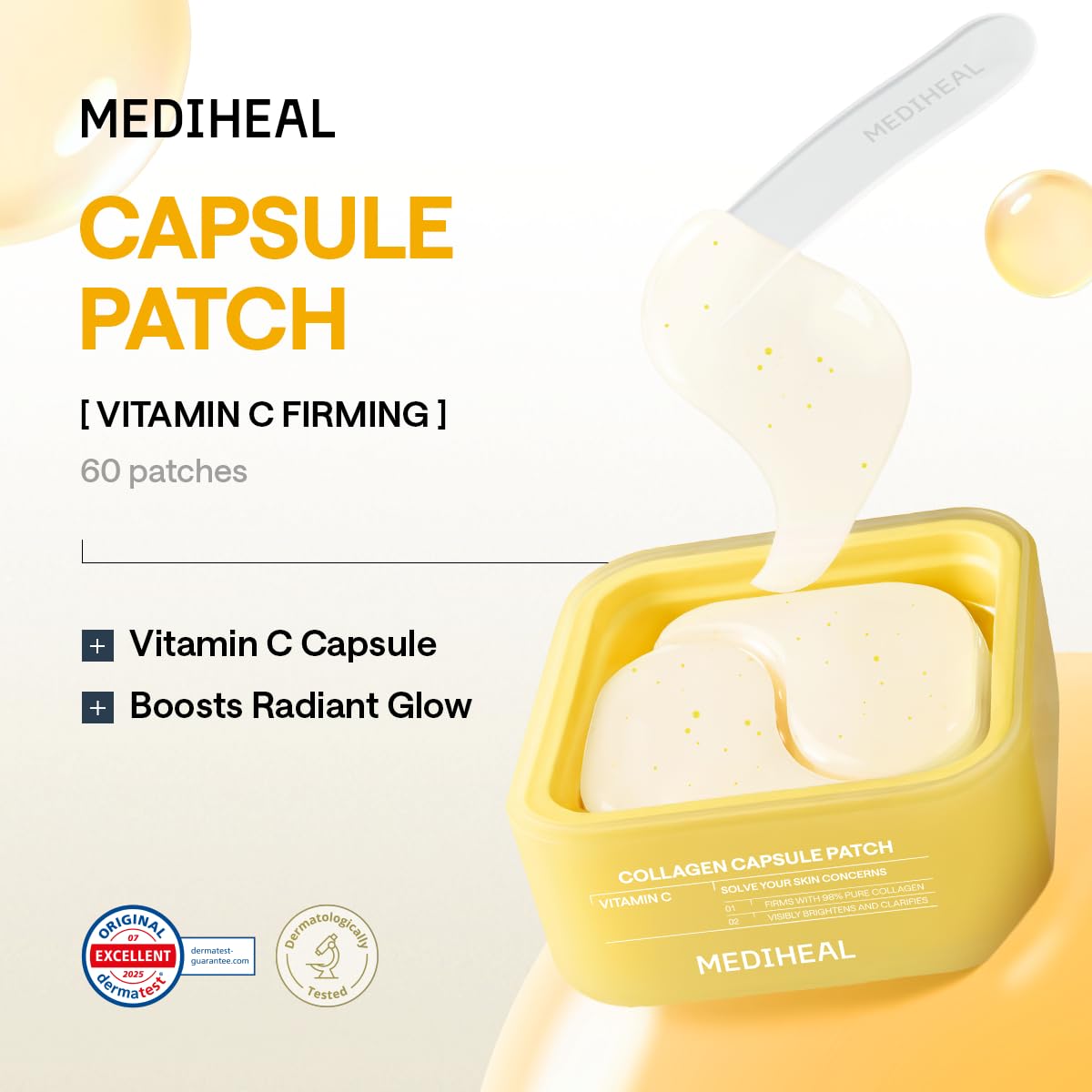 MEDIHEAL oil-film capsule detail highlighting stabilized Vitamin C delivery