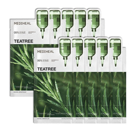 MEDIHEAL front packaging showing 10 teatree calming sheets and product benefit