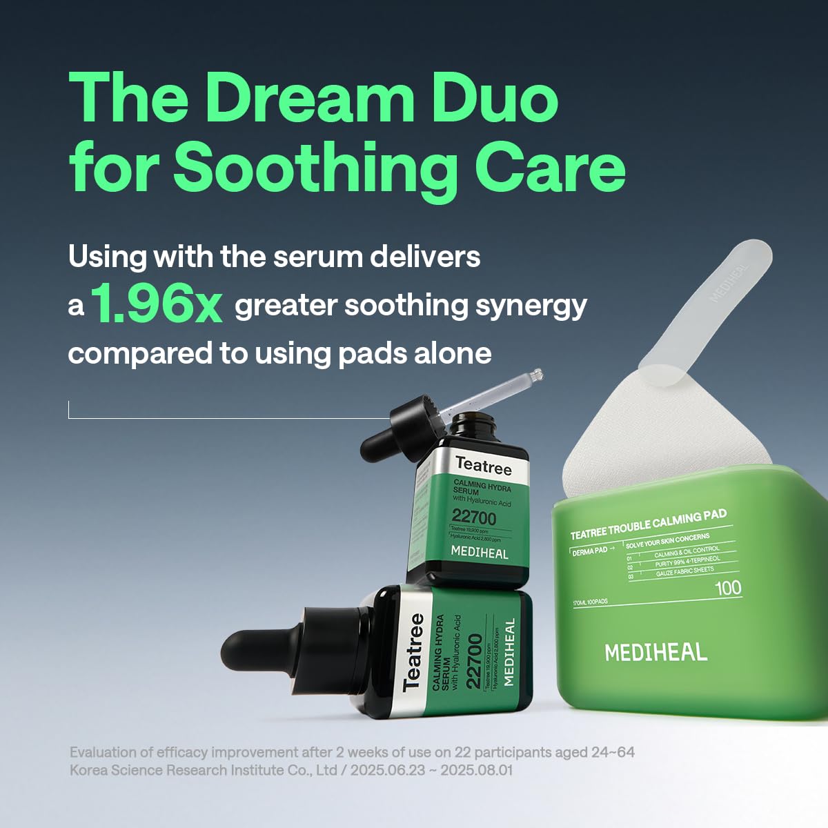 MEDIHEAL ingredient label close-up showing 99% tea tree purity benefit