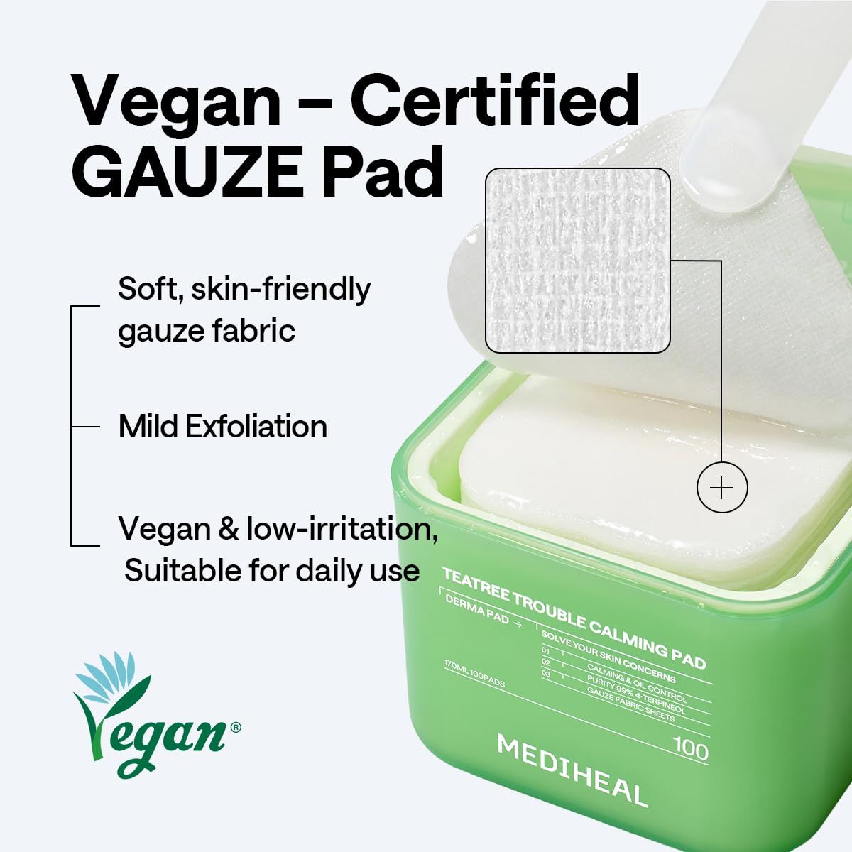 MEDIHEAL pad held in hand for scale showing travel-friendly convenience benefit