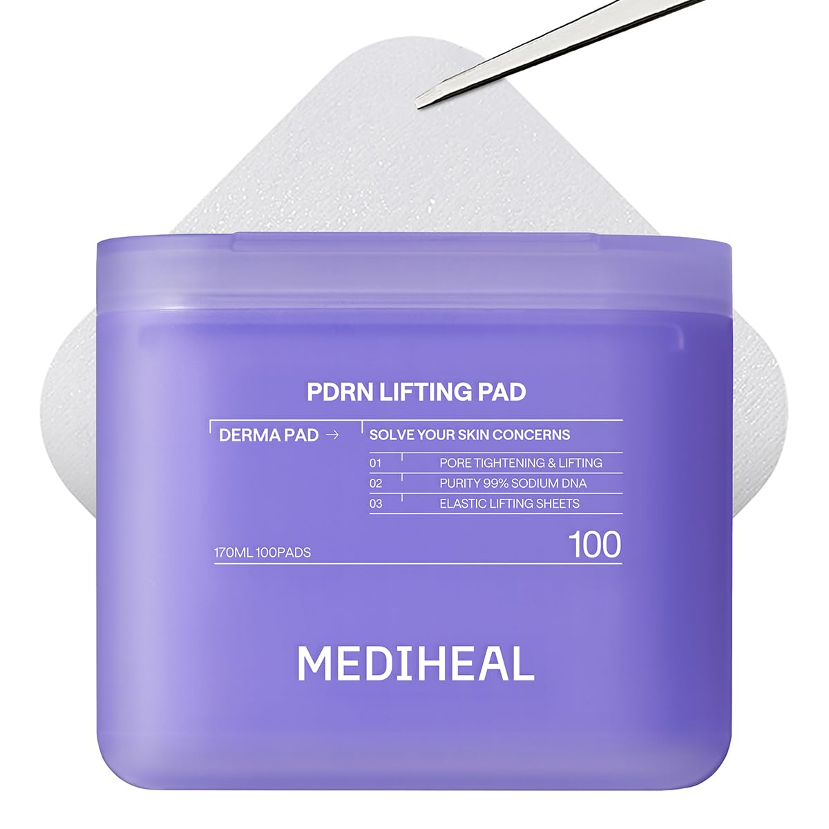 MEDIHEAL front packaging showing 100-count pads and product benefits
