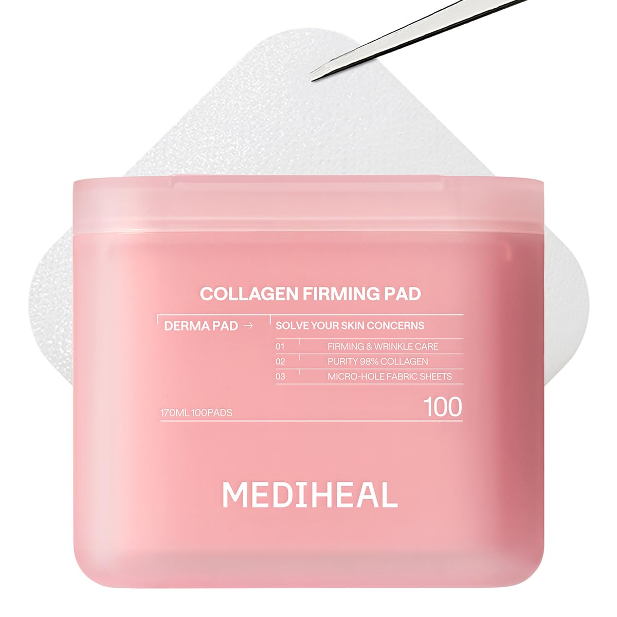 MEDIHEAL front packaging showing 100-count pads and ease of use