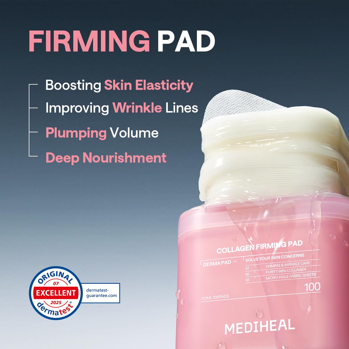 MEDIHEAL pad on hand demonstrating gentle wipe application and control