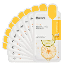 MEDIHEAL front packaging showing 10 vitamin sheet masks for instant radiance