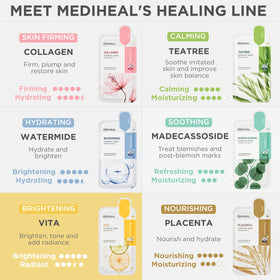 MEDIHEAL mask on bathroom vanity illustrating easy at-home brightening treatment