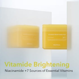 MEDIHEAL ingredient label highlighting vitamins, vitamin tree water, niacinamide