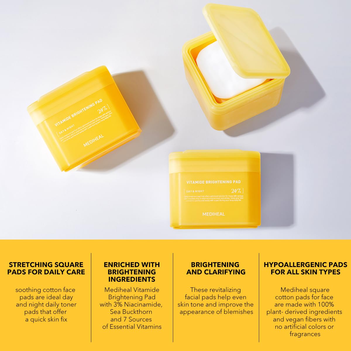 MEDIHEAL pads in hand showing scale and travel-friendly single-use convenience