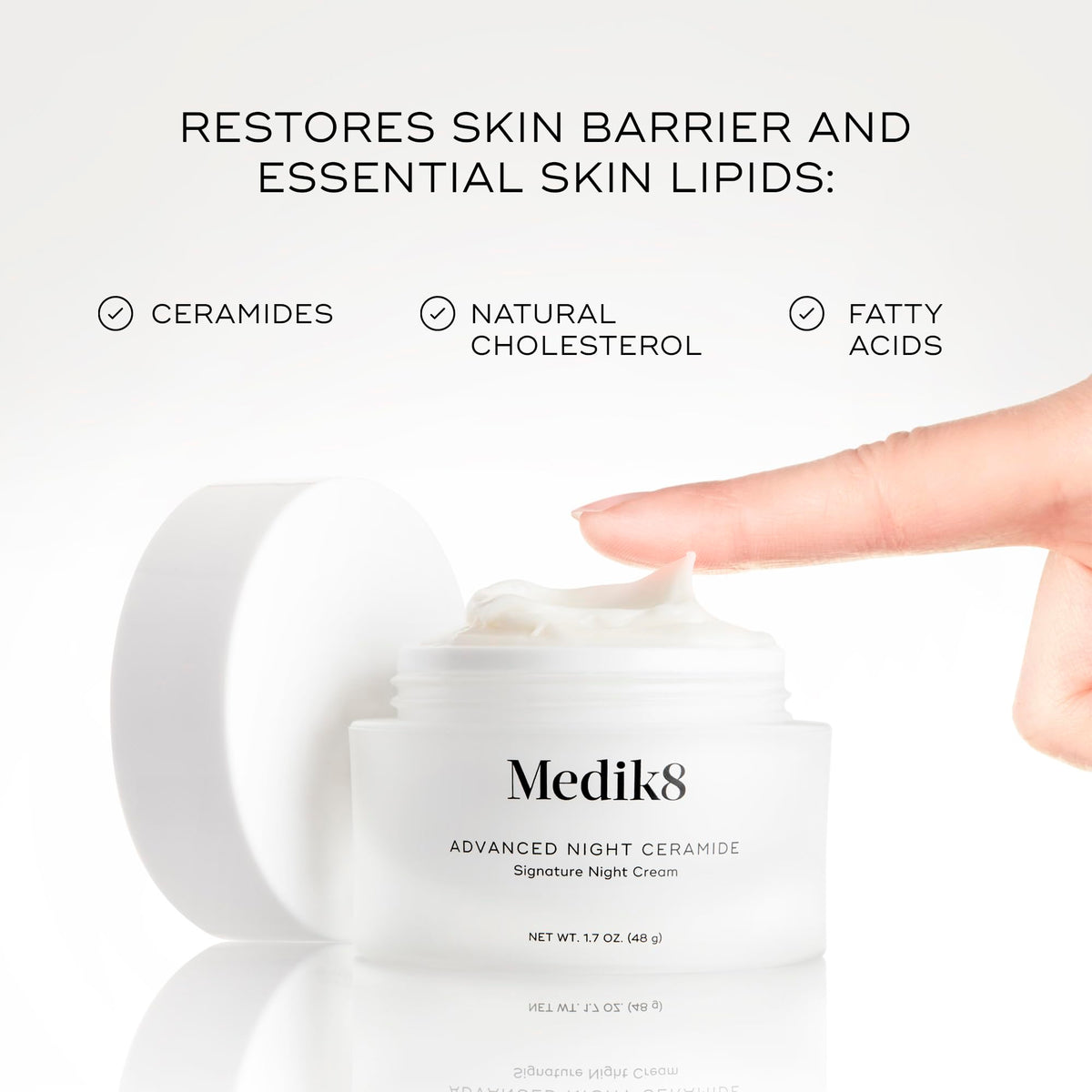 Medik8 jar held in hand to show size and travel-friendly benefit
