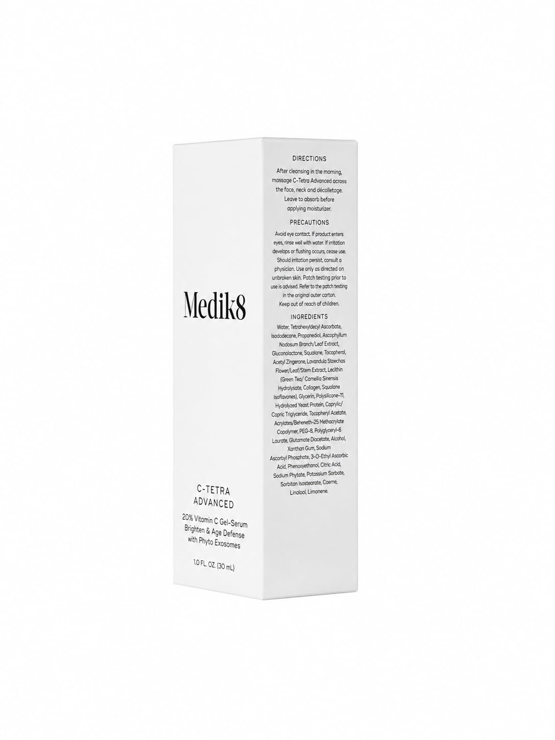 Medik8 C-Tetra closeup of cap and pump emphasizing precise, mess-free dispensing