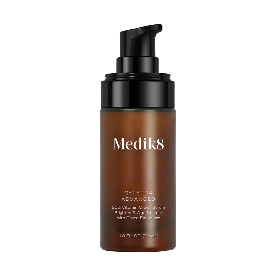 Medik8 C-Tetra front bottle showing sleek packaging and clear product identity