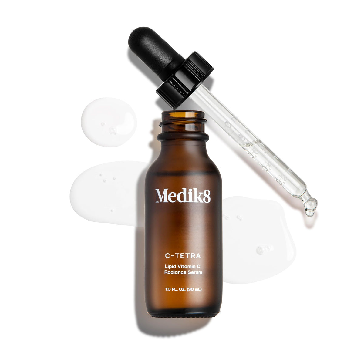 Medik8 bottle on bathroom shelf in morning routine scene, easy everyday use