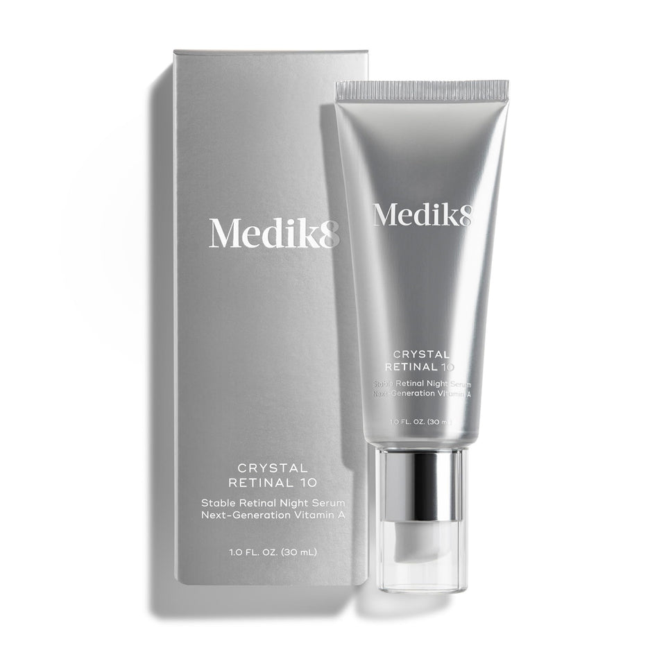 Medik8 front bottle shot showing packaging and dosage benefits
