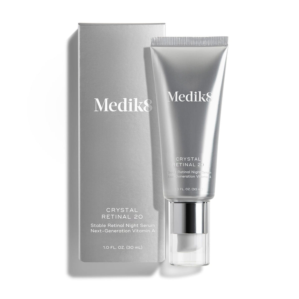 Medik8 Crystal Retinal 20 front bottle showing label and sleek packaging benefit visible potency