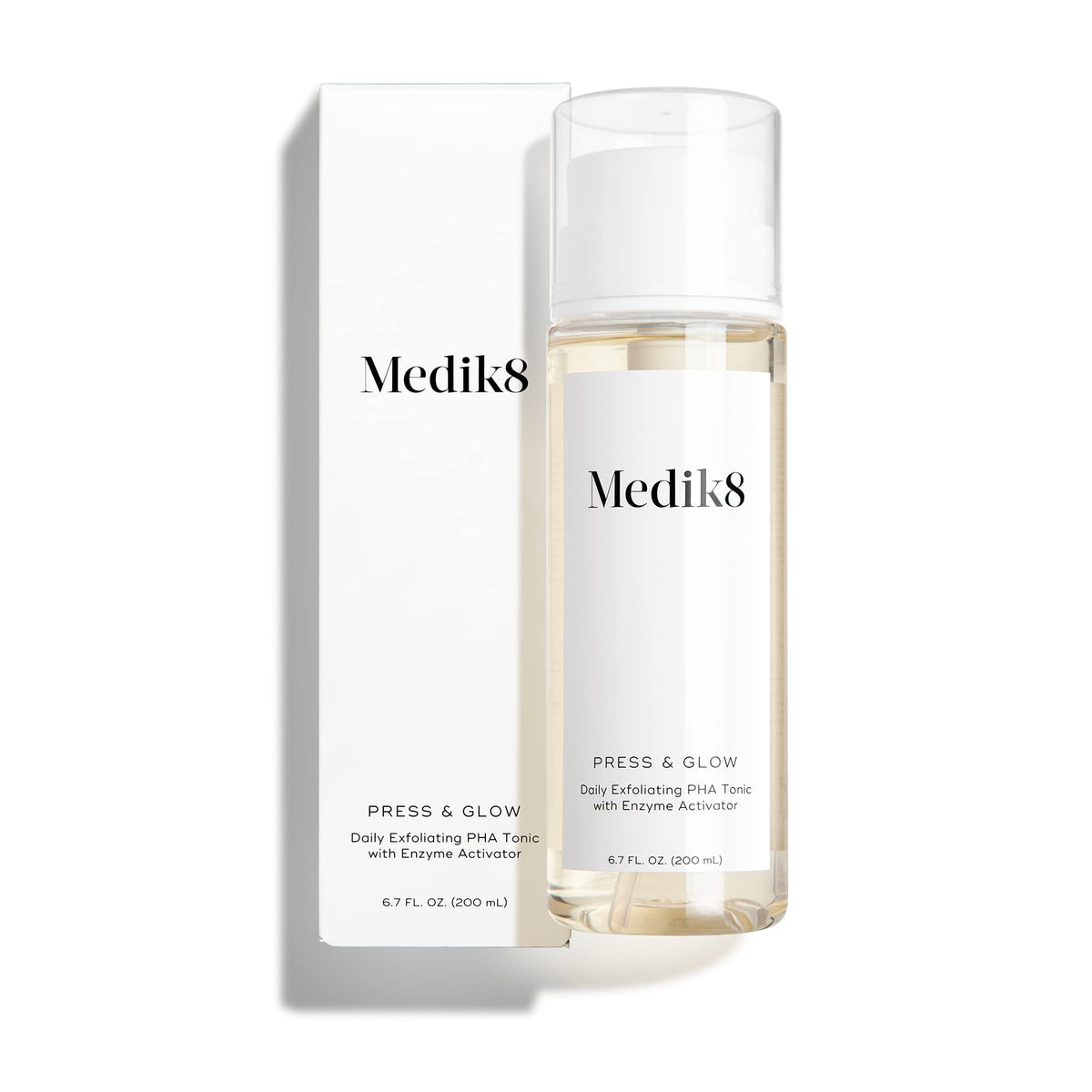 Medik8 pouring toner into hand to demonstrate easy application and absorption
