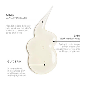 Medik8 label close-up highlighting active AHA and BHA benefits on cleanser