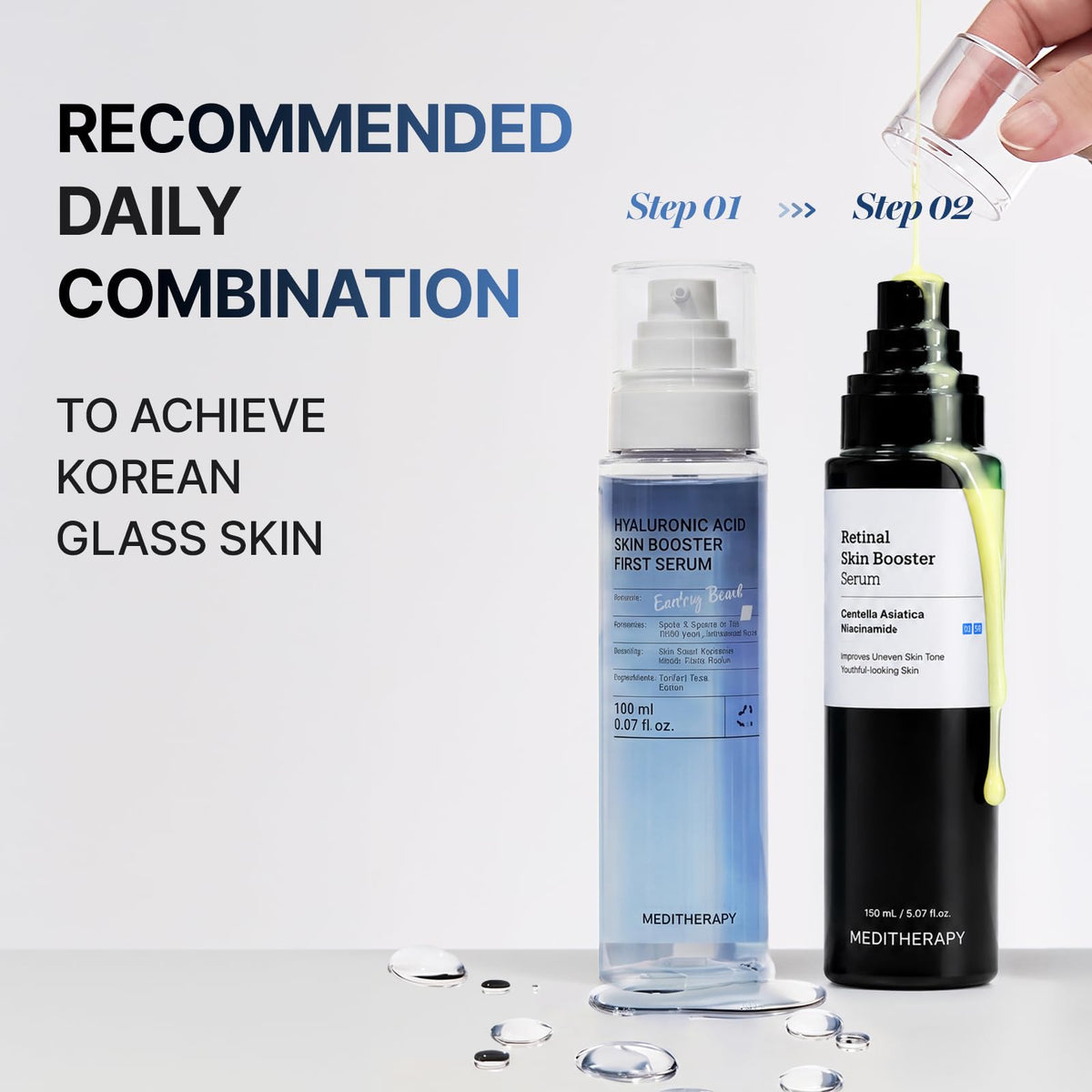 MEDITHERAPY before and after skin comparison showing visible plumper, dewier complexion