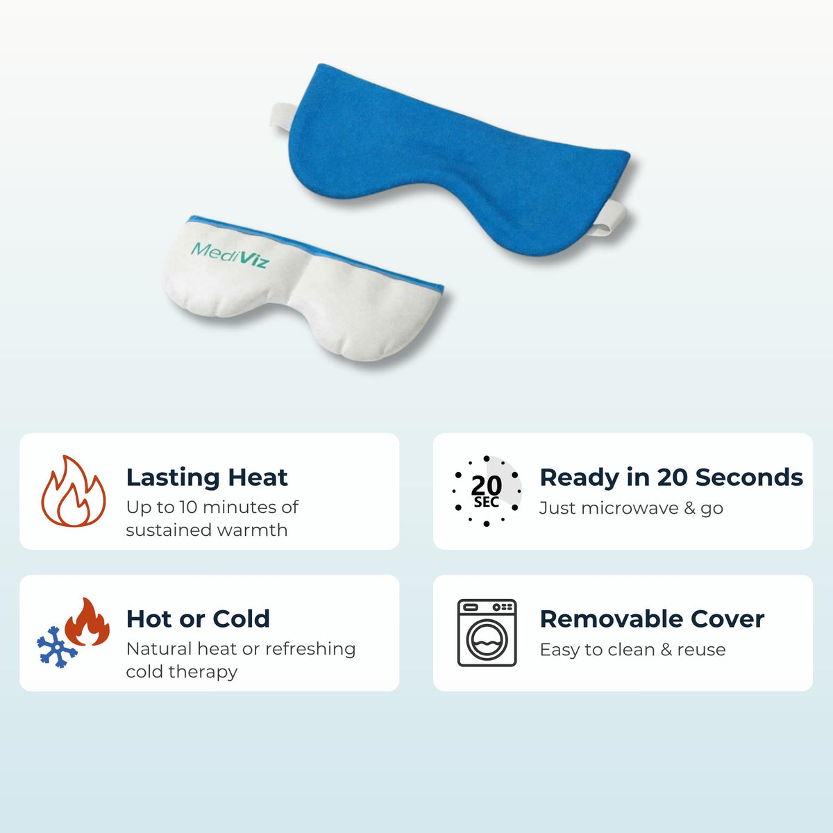 MEDIVIZ Eye Love inner insert detail showing microwave- and freezer-safe pouch