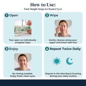MEDIVIZ open single-use packet ready to remove eyelid debris without rinsing