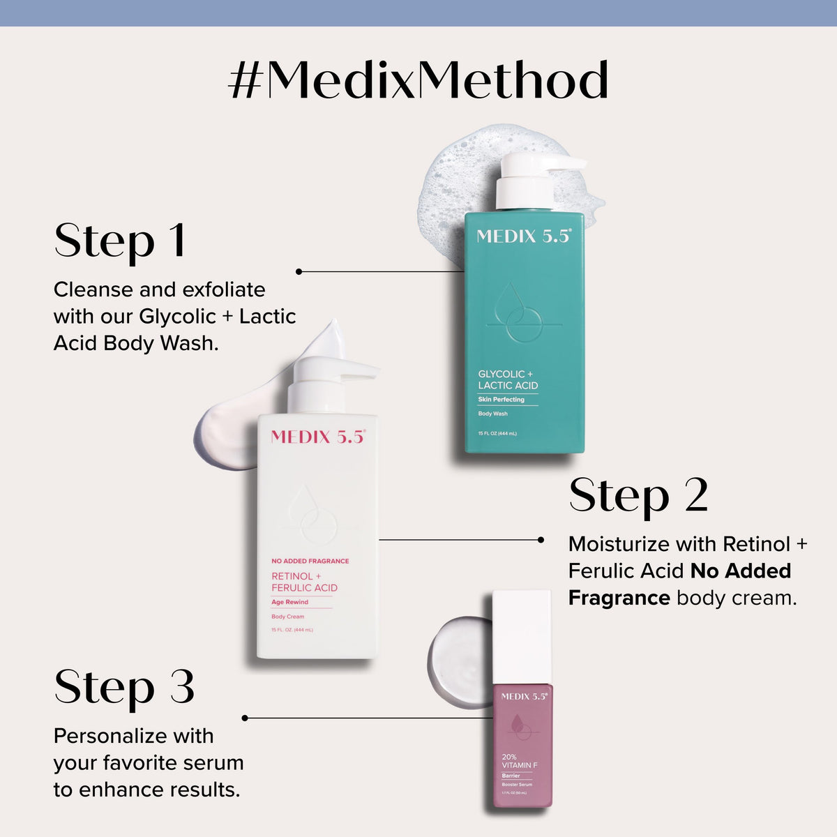 Medix 5.5 applying to face and neck to help reduce fine lines and crepey texture