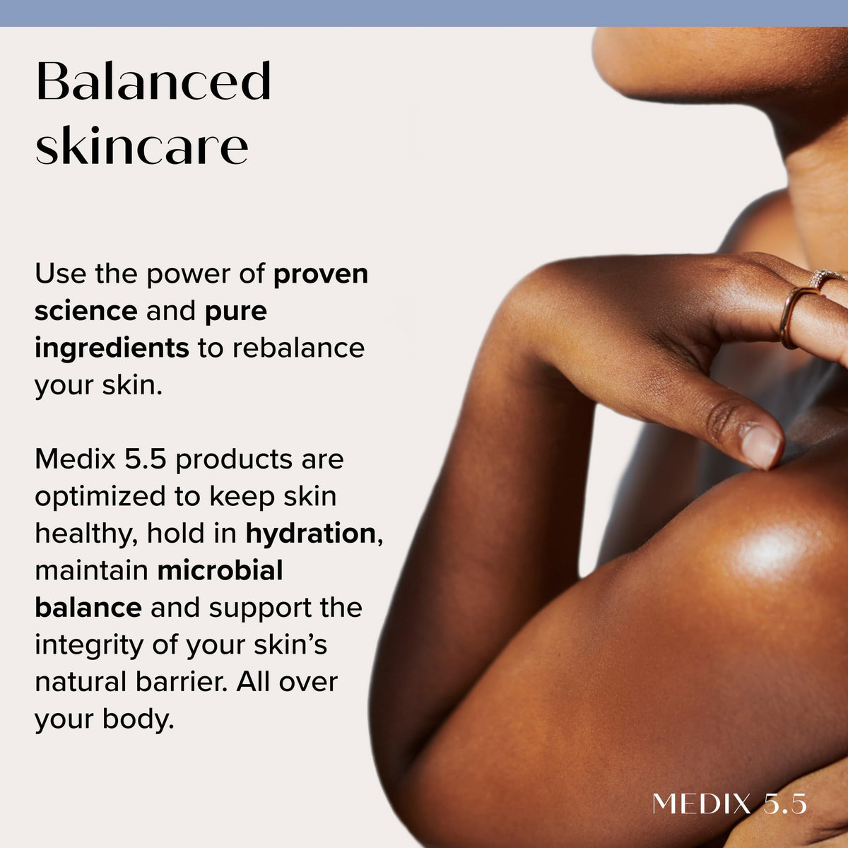 Medix 5.5 body lotion on elbow highlighting firming effect for crepey skin areas