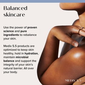 Medix 5.5 body lotion on elbow highlighting firming effect for crepey skin areas