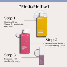 Medix 5.5 bottle placed in shower showcasing daily use convenience