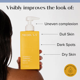 Medix 5.5 cream application on arm demonstrating firmer-looking skin