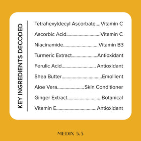 Medix 5.5 ingredient display with turmeric and aloe representing antioxidant benefits