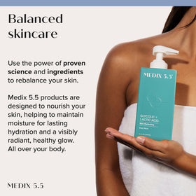Medix 5.5 ingredients label callout emphasizing AHAs and BHAs