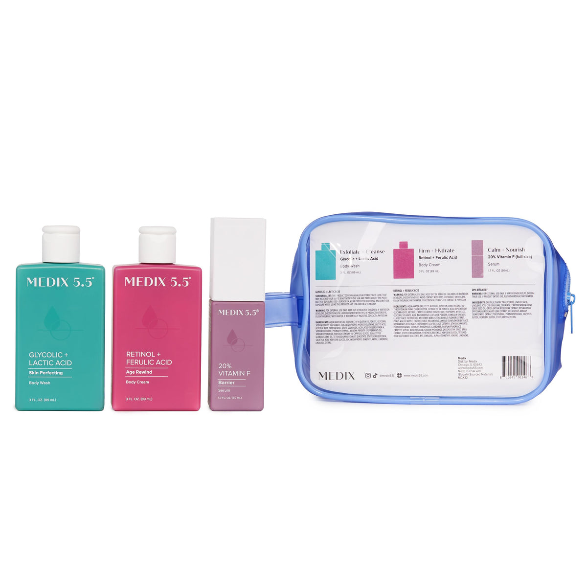 Medix 5.5 products styled on bathroom shelf to show everyday lifestyle use