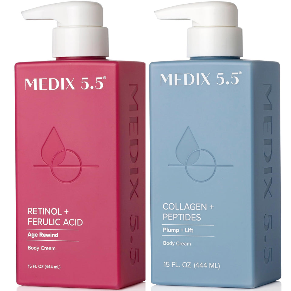 Medix 5.5 front packaging showing both retinol and collagen creams for daily firming