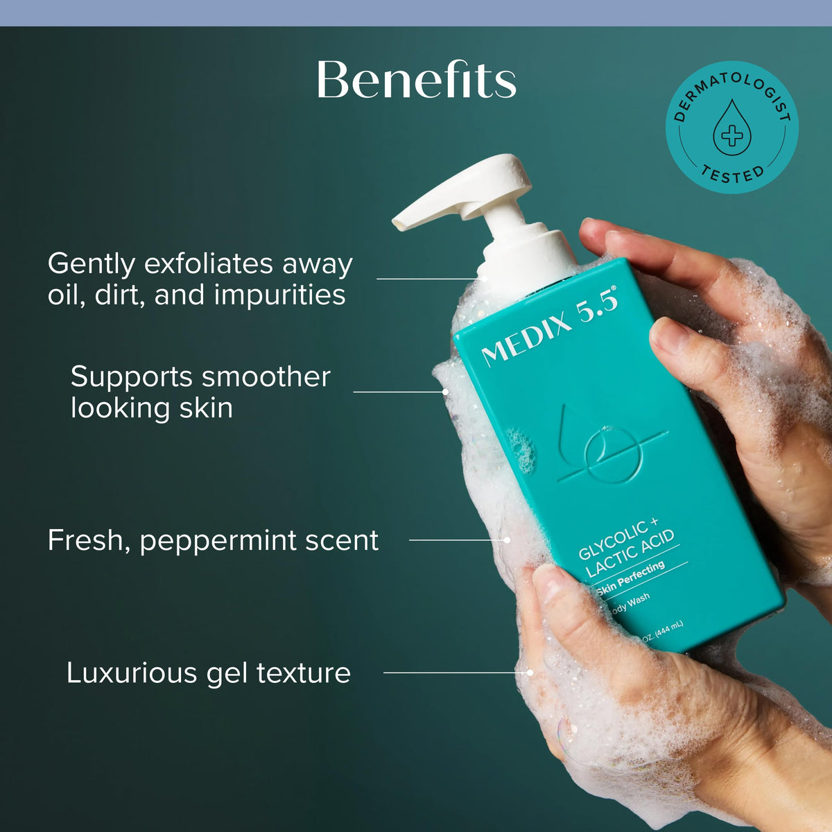 Medix 5.5 Retinol body cream tube label visible highlighting vitamin A benefits and moisturizing action
