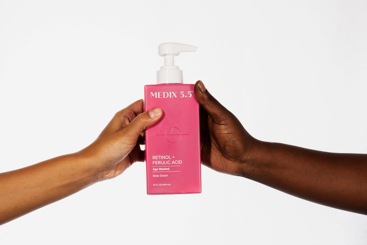 Medix 5.5 before and after split showing improved skin texture benefit
