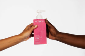Medix 5.5 before and after split showing improved skin texture benefit