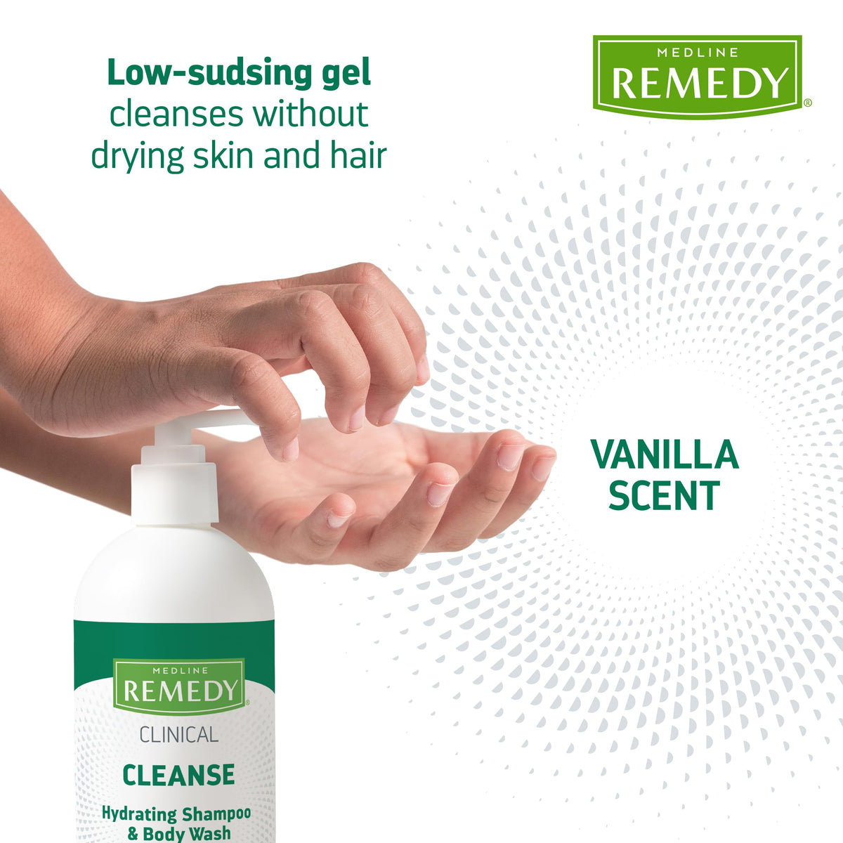 Medline Remedy close-up of ingredient panel highlighting gentle, sulfate-free benefit