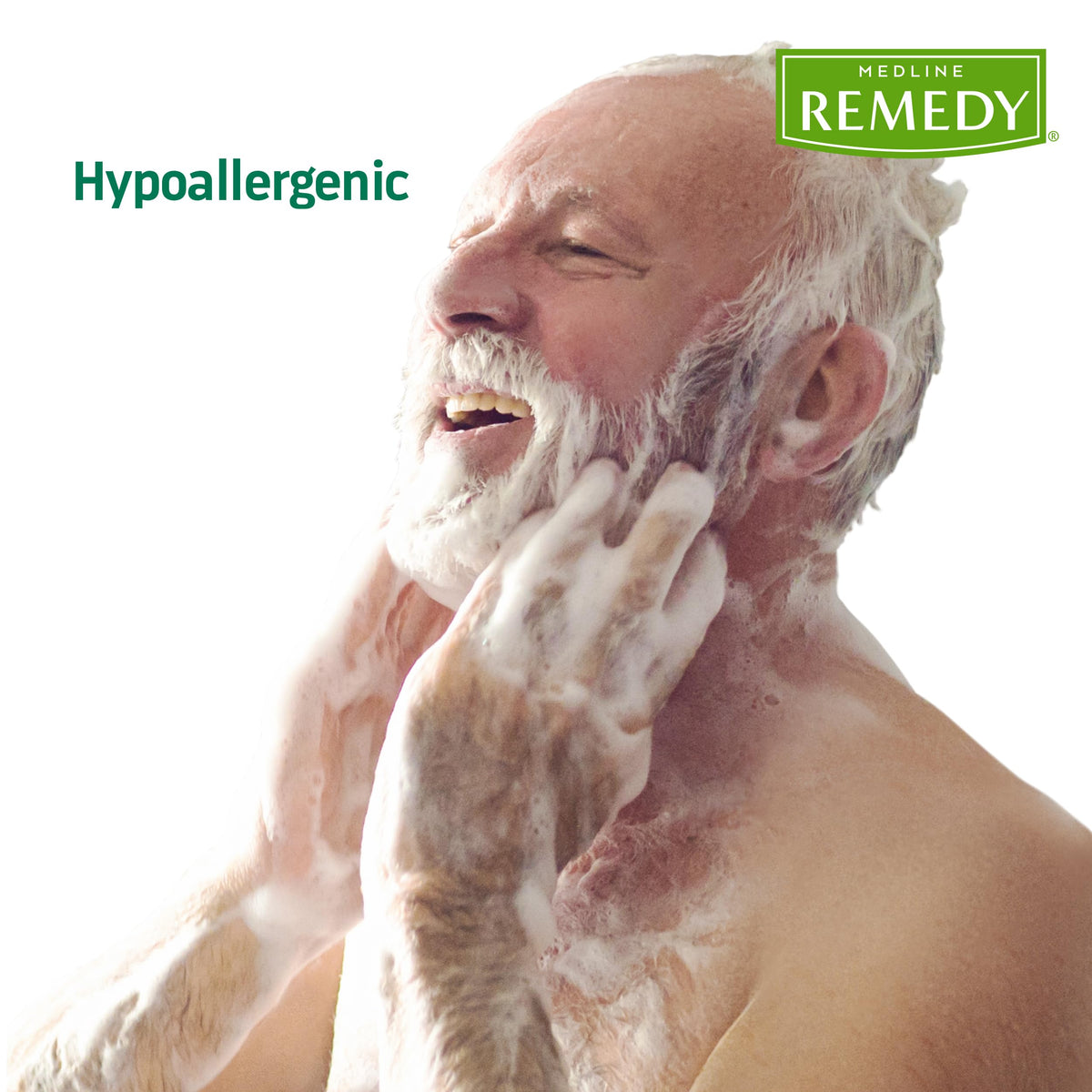 Medline Remedy Essentials applied during bedside bathing showing caregiver use for incontinence and limited mobility care