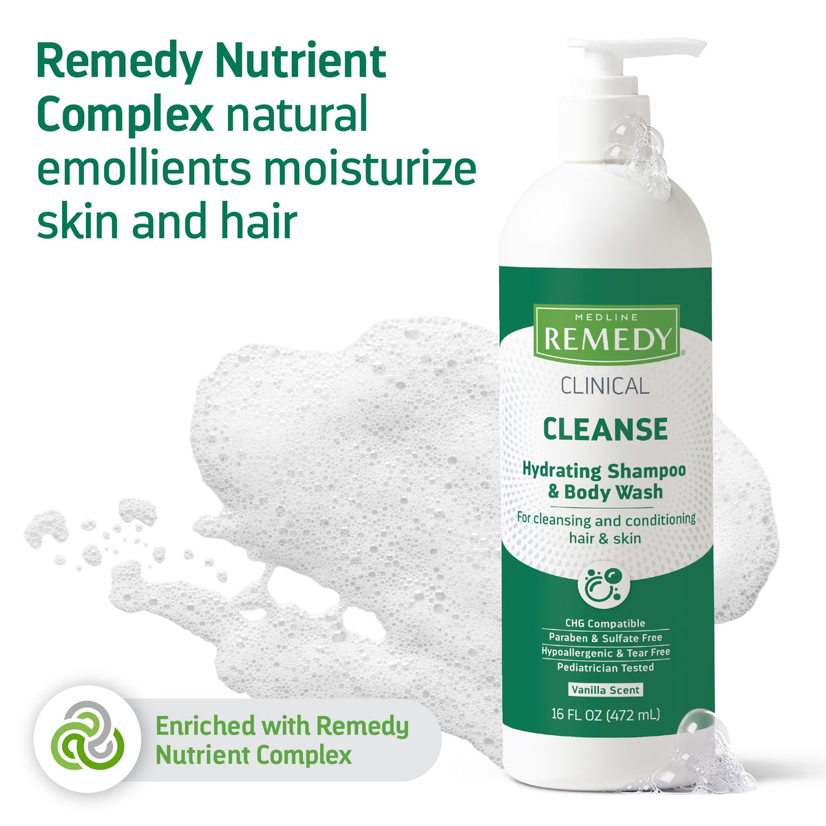Medline Remedy being applied to hair showing conditioning and no-rinse convenience