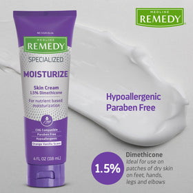 Medline Remedy being applied to hand illustrating soothing hydration benefit