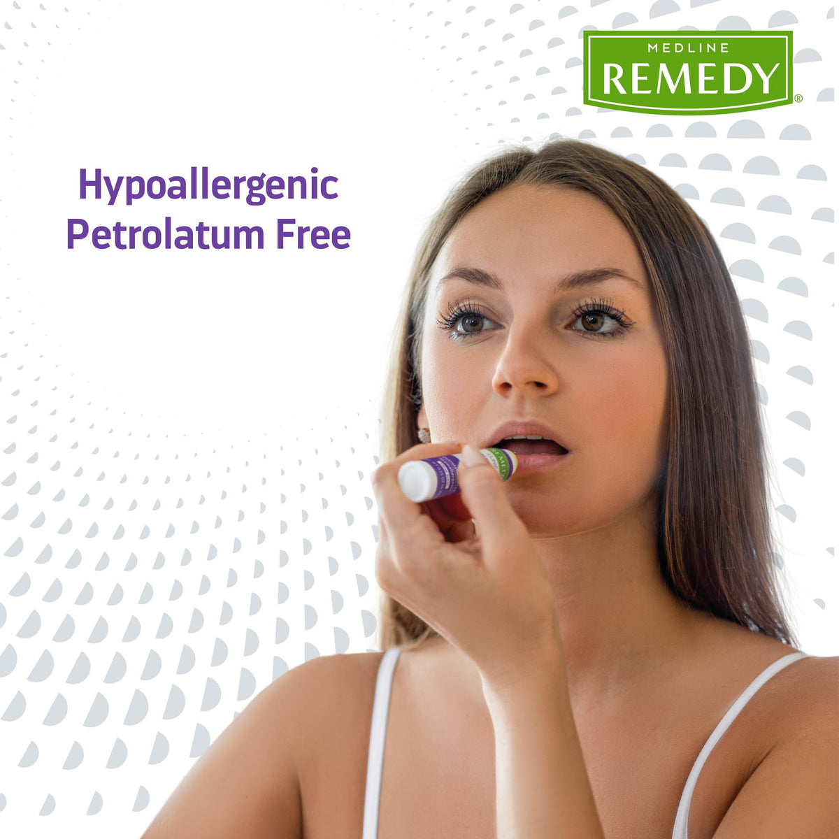 Medline Remedy lip balm held in hand for size and portability, perfect for pockets