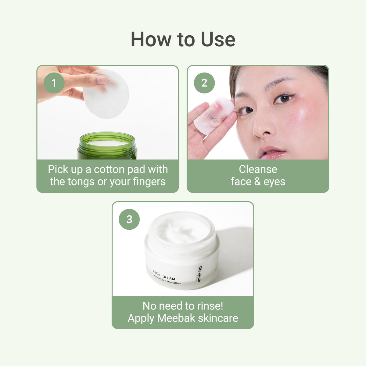 Close-up of Meebak ingredients label highlighting centella extract