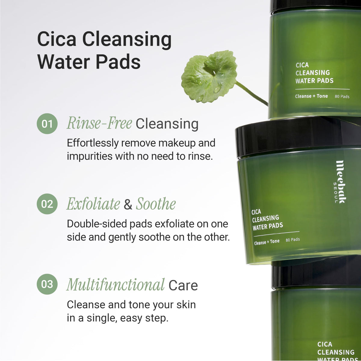 Hand holding Meebak pad to show size and easy single-use convenience