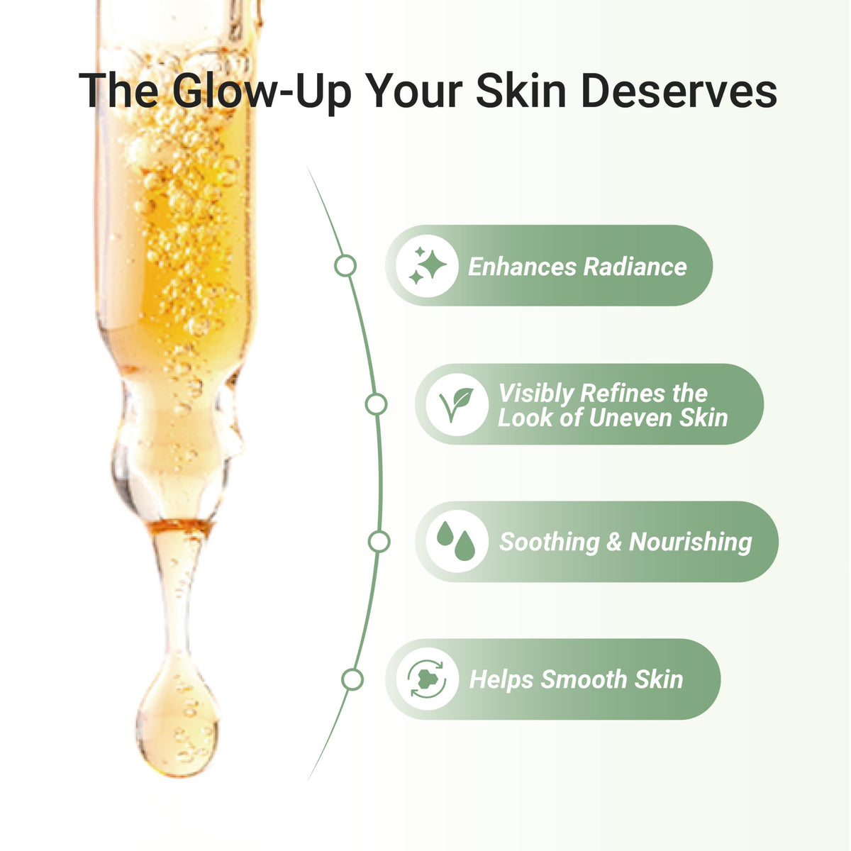 Meebak pipette dispensing serum, highlights precise dosing and lightweight texture benefit