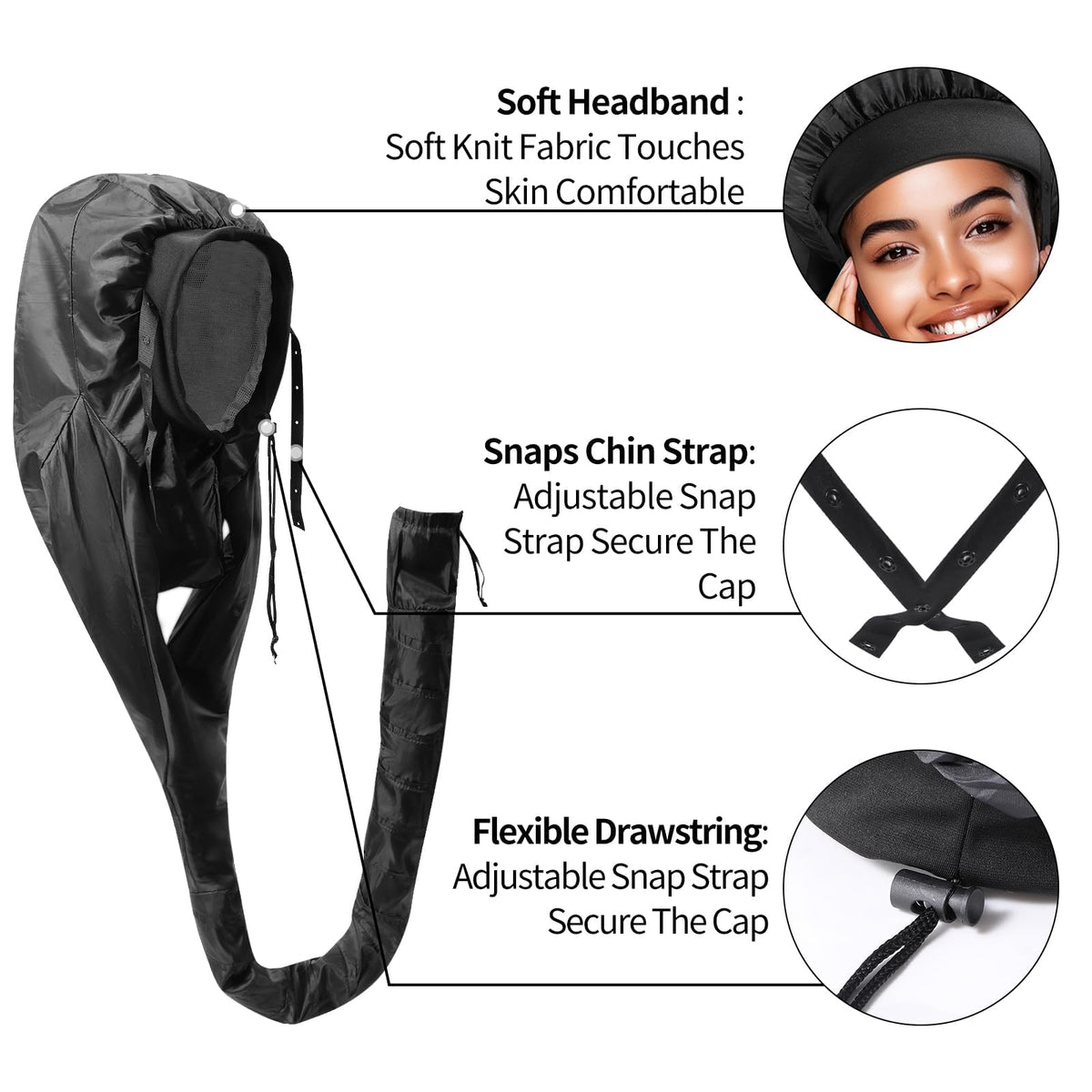 MEELUKYAYA stretch-knit headband with drawstring for secure comfortable fit
